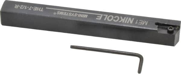 NIKCOLE MINI-SYSTEMS - External Thread, 4-1/2" OAL, Right Hand Indexable Grooving Cutoff Toolholder - 1/2" Shank Height x 1/2" Shank Width, GIE Insert Style, THE Toolholder Style, Series Mini-Systems - Exact Tooling