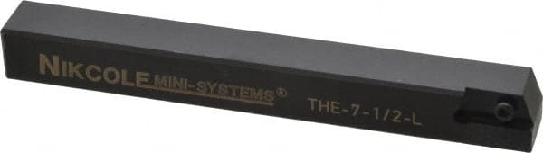 NIKCOLE MINI-SYSTEMS - External Thread, 4-1/2" OAL, Left Hand Indexable Grooving Cutoff Toolholder - 1/2" Shank Height x 1/2" Shank Width, GIE Insert Style, THE Toolholder Style, Series Mini-Systems - Exact Tooling