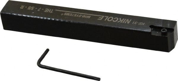 NIKCOLE MINI-SYSTEMS - External Thread, 5" OAL, Right Hand Indexable Grooving Cutoff Toolholder - 5/8" Shank Height x 5/8" Shank Width, GIE Insert Style, THE Toolholder Style, Series Mini-Systems - Exact Tooling