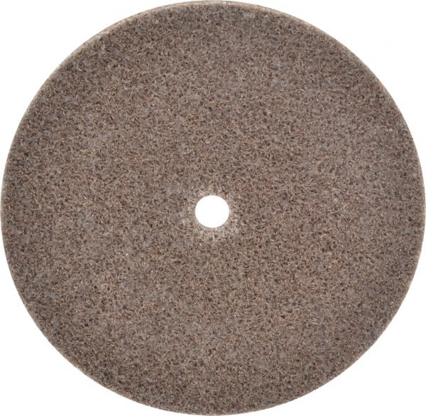 3M - 3" Diam, 1/8" Face Width, 1/4" Center Hole, Medium Grade, Aluminum Oxide Deburring Wheel - Unitized, Hard Density 8 Grade, 18,100 RPM - Exact Tooling