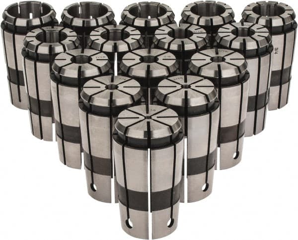 Parlec - 15 Piece, 1/8" to 1" Capacity, Single Angle Collet Set - Series TG/PG 100 - Exact Tooling