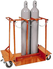 Made in USA - 1,500 Lb Capacity 42" OAH Cylinder Truck - Push Handle, Steel - Exact Tooling