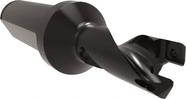 Allied Machine and Engineering - Series 12, 12 to 13mm Diam, 3/4" Diam Straight Shank with Flange, Helical Flute Spade Drill - 5/8" Max Depth, 1-45/64" Body Length, 3-47/64" OAL, Short Length, Through Coolant - Exact Tooling