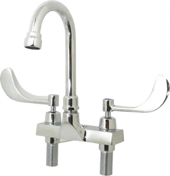 Speakman - Wrist Blade Handle, Centerset Bathroom Faucet - Two Handle, Internal Drain, Gooseneck Spout - Exact Tooling
