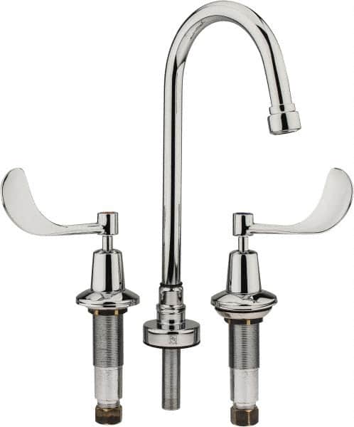 Speakman - Wrist Blade Handle, Wide Spread Bathroom Faucet - Two Handle, No Drain, Gooseneck Spout - Exact Tooling