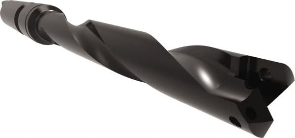 Allied Machine and Engineering - Series 1, 18mm Max Diam, 3MT Taper Shank, Helical Flute Spade Drill - 4-3/4" Max Depth, 5-7/8" Body Length, 9-3/4" OAL, Standard Length, Through Coolant - Exact Tooling