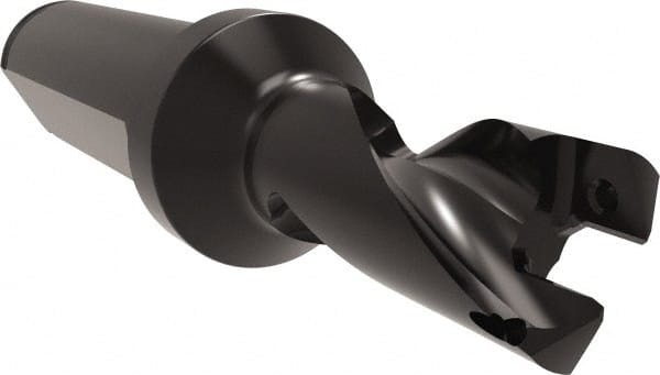 Allied Machine and Engineering - Series 14, 14 to 15mm Diam, 3/4" Diam Straight Shank with Flange, Helical Flute Spade Drill - 11/16" Max Depth, 1-3/4" Body Length, 3-25/32" OAL, Short Length, Through Coolant - Exact Tooling