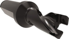 Allied Machine and Engineering - Series 14, 14 to 15mm Diam, 3/4" Diam Straight Shank with Flange, Helical Flute Spade Drill - 11/16" Max Depth, 1-3/4" Body Length, 3-25/32" OAL, Short Length, Through Coolant - Exact Tooling