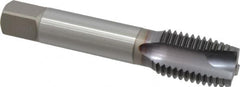 OSG - 1-8 UNC, 3 Flute, TiCN Finish, Vanadium High Speed Steel Spiral Point Tap - Plug Chamfer, Right Hand Thread, 5-1/8" OAL, 2-1/2" Thread Length, 0.8" Shank Diam, 3B Class of Fit, Series 300 - Exact Tooling