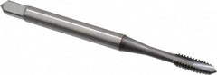 OSG - #4-40 UNC, 2 Flute, TiCN Finish, Vanadium High Speed Steel Spiral Point Tap - Plug Chamfer, Right Hand Thread, 1-7/8" OAL, 9/16" Thread Length, 0.141" Shank Diam, 2B/3B Class of Fit, Series 300 - Exact Tooling