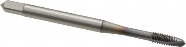 OSG - #5-40 UNC, 2 Flute, TiCN Finish, Vanadium High Speed Steel Spiral Point Tap - Plug Chamfer, Right Hand Thread, 1-15/16" OAL, 5/8" Thread Length, 0.141" Shank Diam, 2B/3B Class of Fit, Series 300 - Exact Tooling