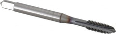 OSG - #10-32 UNF, 3 Flute, TiCN Finish, Vanadium High Speed Steel Spiral Point Tap - Plug Chamfer, Right Hand Thread, 2-3/8" OAL, 7/8" Thread Length, 0.194" Shank Diam, 2B Class of Fit, Series 300 - Exact Tooling