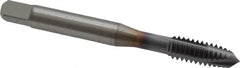OSG - 1/4-20 UNC, 3 Flute, TiCN Finish, Vanadium High Speed Steel Spiral Point Tap - Plug Chamfer, Right Hand Thread, 2-1/2" OAL, 1" Thread Length, 0.255" Shank Diam, 3B Class of Fit, Series 300 - Exact Tooling