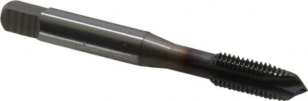 OSG - 5/16-24 UNF, 3 Flute, TiCN Finish, Vanadium High Speed Steel Spiral Point Tap - Plug Chamfer, Right Hand Thread, 2-23/32" OAL, 1-1/8" Thread Length, 0.318" Shank Diam, 3B Class of Fit, Series 300 - Exact Tooling