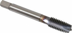 OSG - 7/16-14 UNC, 3 Flute, TiCN Finish, Vanadium High Speed Steel Spiral Point Tap - Plug Chamfer, Right Hand Thread, 3-5/32" OAL, 1-7/16" Thread Length, 0.323" Shank Diam, Series 300 - Exact Tooling