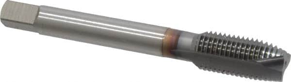 OSG - 7/16-20 UNF, 3 Flute, TiCN Finish, Vanadium High Speed Steel Spiral Point Tap - Plug Chamfer, Right Hand Thread, 3-5/32" OAL, 1-7/16" Thread Length, 0.323" Shank Diam, Series 300 - Exact Tooling