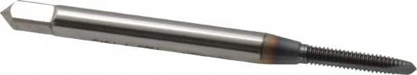OSG - #2-56 UNC, 2 Flute, TiCN Finish, Vanadium High Speed Steel Spiral Point Tap - Plug Chamfer, Right Hand Thread, 1-3/4" OAL, 7/16" Thread Length, 0.141" Shank Diam, 2B Class of Fit, Series 300 - Exact Tooling
