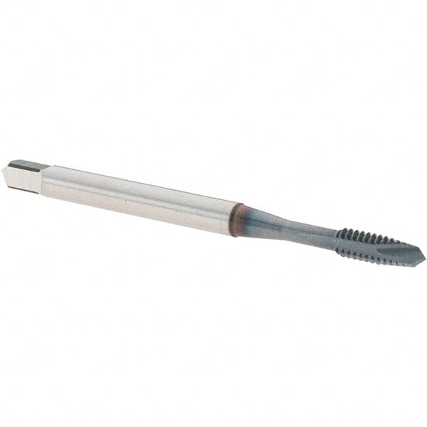 OSG - #4-40 UNC, 2 Flute, TiCN Finish, Vanadium High Speed Steel Spiral Point Tap - Plug Chamfer, Right Hand Thread, 1-7/8" OAL, 9/16" Thread Length, 0.141" Shank Diam, Series 300 - Exact Tooling