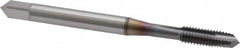 OSG - #10-32 UNF, 3 Flute, TiCN Finish, Vanadium High Speed Steel Spiral Point Tap - Plug Chamfer, Right Hand Thread, 2-3/8" OAL, 7/8" Thread Length, 0.194" Shank Diam, 3B Class of Fit, Series 300 - Exact Tooling