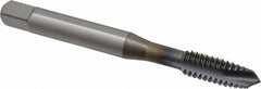 OSG - 1/4-20 UNC, 3 Flute, TiCN Finish, Vanadium High Speed Steel Spiral Point Tap - Plug Chamfer, Right Hand Thread, 2-1/2" OAL, 1" Thread Length, 0.255" Shank Diam, Series 300 - Exact Tooling
