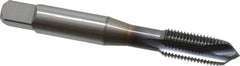 OSG - 3/8-24 UNF, 3 Flute, TiCN Finish, Vanadium High Speed Steel Spiral Point Tap - Plug Chamfer, Right Hand Thread, 2-15/16" OAL, 1-1/4" Thread Length, 0.381" Shank Diam, 2B Class of Fit, Series 300 - Exact Tooling