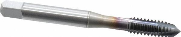 OSG - 1/4-20 UNC, 3 Flute, TiCN Finish, Vanadium High Speed Steel Spiral Point Tap - Plug Chamfer, Right Hand Thread, 2-1/2" OAL, 1" Thread Length, 0.255" Shank Diam, 2B Class of Fit, Series 300 - Exact Tooling