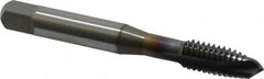 OSG - 5/16-18 UNC, 3 Flute, TiCN Finish, Vanadium High Speed Steel Spiral Point Tap - Plug Chamfer, Right Hand Thread, 2-23/32" OAL, 1-1/8" Thread Length, 0.318" Shank Diam, 2B Class of Fit, Series 300 - Exact Tooling