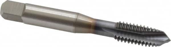 OSG - 3/8-16 UNC, 3 Flute, TiCN Finish, Vanadium High Speed Steel Spiral Point Tap - Plug Chamfer, Right Hand Thread, 2-15/16" OAL, 1-1/4" Thread Length, 0.381" Shank Diam, 2B Class of Fit, Series 300 - Exact Tooling