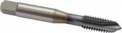 OSG - 3/8-16 UNC, 3 Flute, TiCN Finish, Vanadium High Speed Steel Spiral Point Tap - Plug Chamfer, Right Hand Thread, 2-15/16" OAL, 1-1/4" Thread Length, 0.381" Shank Diam, 2B Class of Fit, Series 300 - Exact Tooling