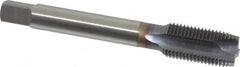 OSG - 1/2-20 UNF, 3 Flute, TiCN Finish, Vanadium High Speed Steel Spiral Point Tap - Plug Chamfer, Right Hand Thread, 3-3/8" OAL, 1-21/32" Thread Length, 0.367" Shank Diam, 2B Class of Fit, Series 300 - Exact Tooling