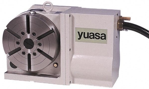 Yuasa - 1 Spindle, 50 Max RPM, 8.66" Table Diam, 1.36 hp, Horizontal & Vertical CNC Rotary Indexing Table - 120 kg (260 Lb) Max Horiz Load, 160.02mm Centerline Height - Exact Tooling