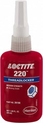Loctite - 50 mL, Blue, Low Strength Liquid Threadlocker - Series 220, 24 hr Full Cure Time - Exact Tooling