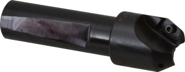 Kyocera - 30° Lead Angle, 9/16" Max Cut Diam, 9/16" Min Cut Diam, 0.3" Max Depth of Cut, Indexable Chamfer and Angle End Mill - 2 Inserts, XPMT 0902.. Insert Style, 2.78" Overall Length, Straight Shank - Exact Tooling