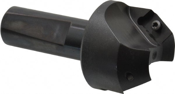 Kyocera - 35° Lead Angle, 1" Max Cut Diam, 1" Min Cut Diam, 0.472" Max Depth of Cut, Indexable Chamfer and Angle End Mill - 2 Inserts, XPMT 15T3.. Insert Style, 3.15" Overall Length, Straight Shank - Exact Tooling