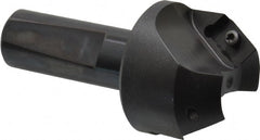 Kyocera - 35° Lead Angle, 1" Max Cut Diam, 1" Min Cut Diam, 0.472" Max Depth of Cut, Indexable Chamfer and Angle End Mill - 2 Inserts, XPMT 15T3.. Insert Style, 3.15" Overall Length, Straight Shank - Exact Tooling