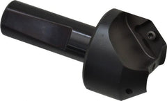 Kyocera - 37.5° Lead Angle, 1" Max Cut Diam, 1" Min Cut Diam, 0.456" Max Depth of Cut, Indexable Chamfer and Angle End Mill - 2 Inserts, XPMT 15T3.. Insert Style, 3.15" Overall Length, Straight Shank - Exact Tooling