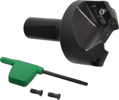 Kyocera - 60° Lead Angle, 1" Max Cut Diam, 1" Min Cut Diam, 0.284" Max Depth of Cut, Indexable Chamfer and Angle End Mill - 2 Inserts, XPMT 15T3.. Insert Style, 3.15" Overall Length, Straight Shank - Exact Tooling