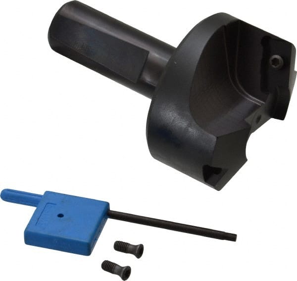 Kyocera - 70° Lead Angle, 1" Max Cut Diam, 1" Min Cut Diam, 0.193" Max Depth of Cut, Indexable Chamfer and Angle End Mill - 2 Inserts, XPMT 15T3.. Insert Style, 3.15" Overall Length, Straight Shank - Exact Tooling