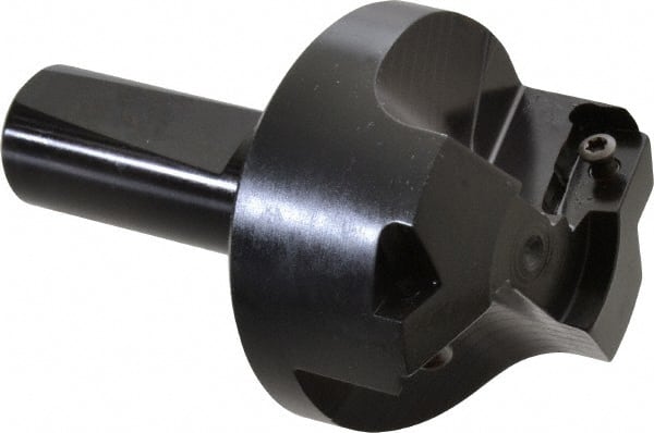 Kyocera - 75° Lead Angle, 1" Max Cut Diam, 1" Min Cut Diam, 0.146" Max Depth of Cut, Indexable Chamfer and Angle End Mill - 2 Inserts, XPMT 15T3.. Insert Style, 3.15" Overall Length, Straight Shank - Exact Tooling