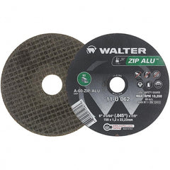 WALTER Surface Technologies - 6" 60 Grit Aluminum Oxide Cutoff Wheel - 3/64" Thick, 7/8" Arbor, 10,200 Max RPM, Use with Angle Grinders - Exact Tooling