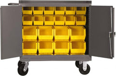 Durham - 2,000 Lb Capacity, 24" Wide x 36" Long x 40-1/2" High Mobile Cart - 2 Door, Steel, 2 Rigid/2 Swivel Casters - Exact Tooling