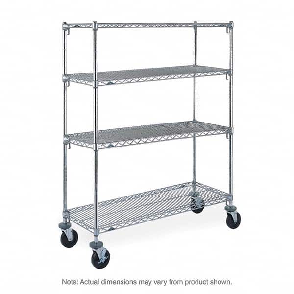 Metro - 600 Lb Capacity 4 Shelf Mobile Wire Shelving Unit - Add-On Unit - Exact Tooling