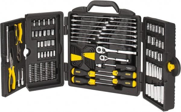 Stanley - 150 Piece 1/4 & 3/8" Drive Standard Deep Socket Set - Inch Measurement Standard - Exact Tooling