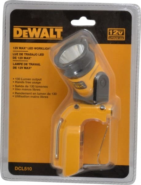 DeWALT - 12 Volts, 130 Lumens, Cordless Work Light - Yellow/Black, 12V Lithium-Ion - Exact Tooling