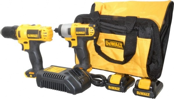 DeWALT - 12 Volt Cordless Tool Combination Kit - Includes 1/4" Impact Driver & 3/8" Drill/Driver, Lithium-Ion Battery Included - Exact Tooling