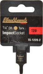 Blackhawk by Proto - 1/4" Drive, T20 Impact Torx Bit Socket - 1-3/16" OAL - Exact Tooling