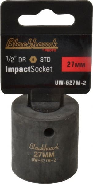 Blackhawk by Proto - 1/2" Drive 27mm Standard Impact Socket - 6 Points, 2" OAL - Exact Tooling