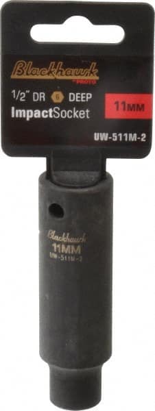 Blackhawk by Proto - 1/2" Drive 11mm Deep Impact Socket - 6 Points, 3-7/32" OAL - Exact Tooling