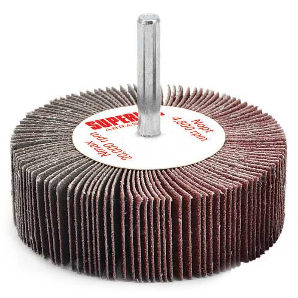 Superior Abrasives - Mounted Flap Wheels; Abrasive Type: Coated ; Outside Diameter (Inch): 3 ; Face Width (Inch): 1 ; Abrasive Material: Aluminum Oxide ; Grit: 80 ; Mounting Type: 1/4" Shank - Exact Tooling