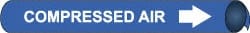 NMC - Pipe Marker with Compressed Air Legend and Arrow Graphic - 4-5/8 to 5-7/8" Pipe Outside Diam, White on Blue - Exact Tooling